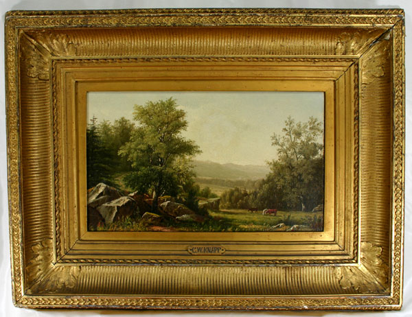 Fabulous American Charles Knapp (1823 1900) Oil   Original Gold Leaf 